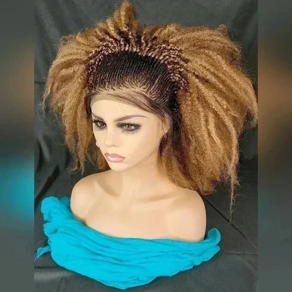 Gorgeous Braided lace wig, short wig ombre wigs, afro wig, 100% handmade NWT - Picture 13 of 17